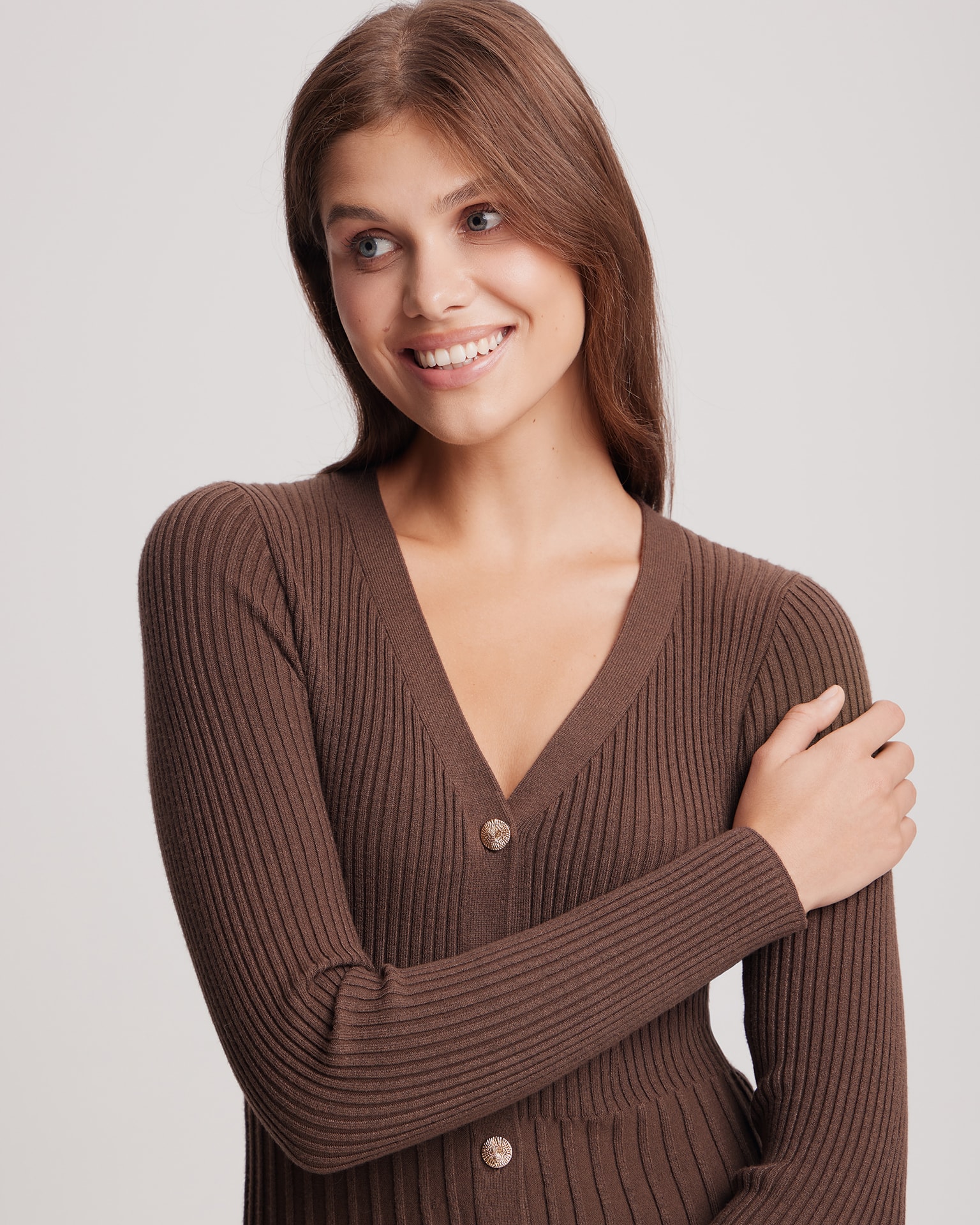 Chocolate knit dress, Brown — photo 4