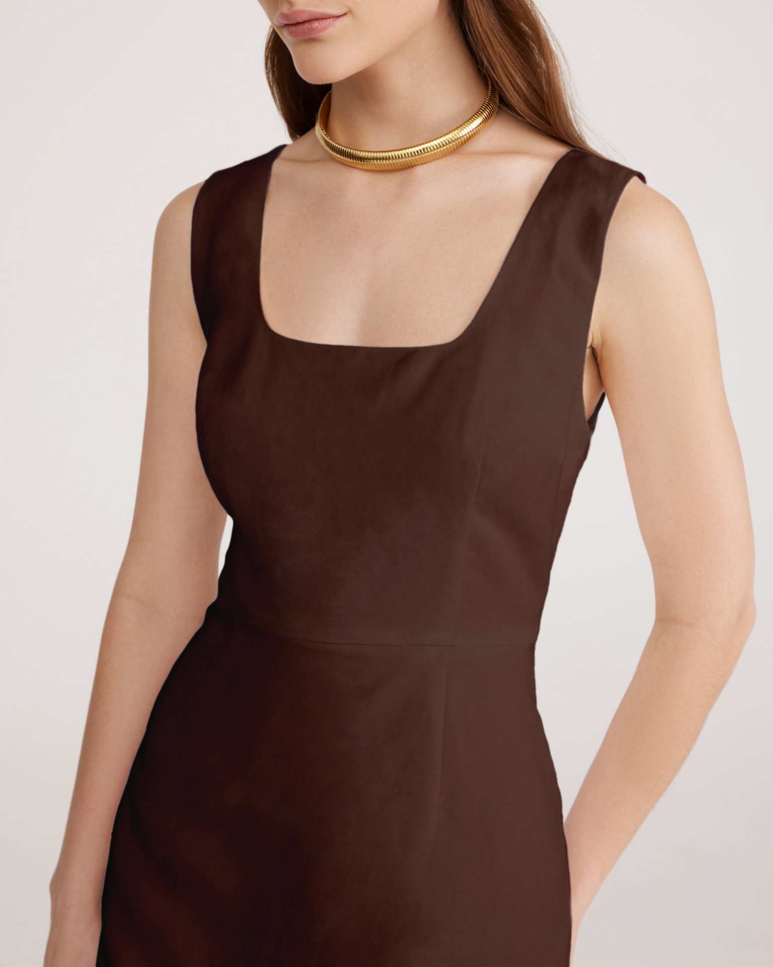 Brown linen dress, Brown — photo 2