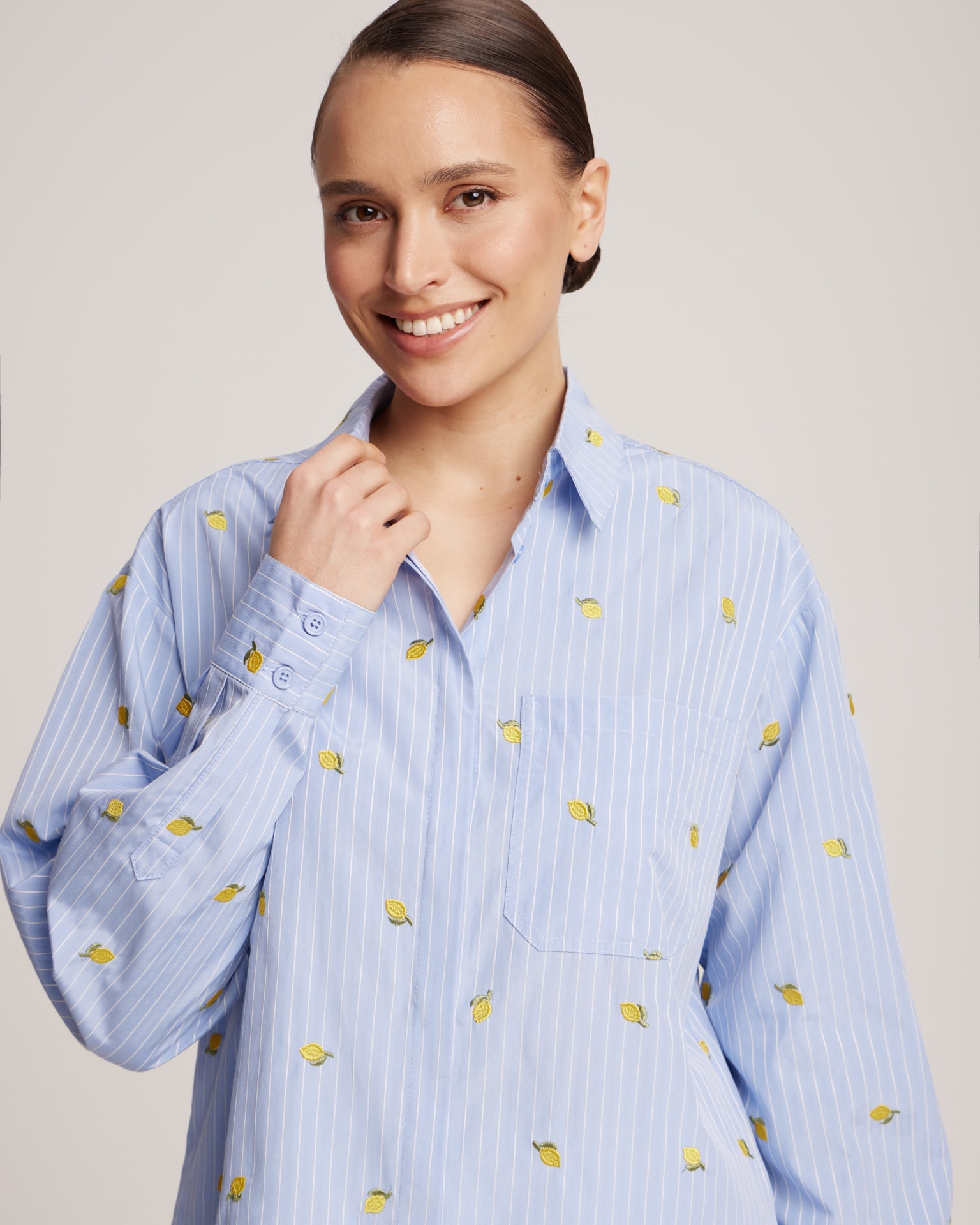 embroidered shirt, blue — photo 2