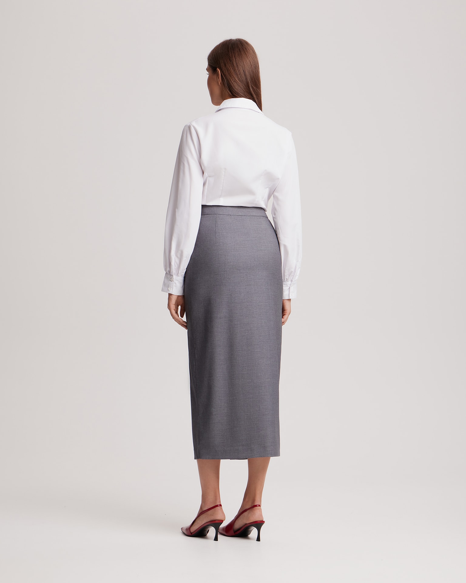 Straight skirt with a slit, Grey — photo 6