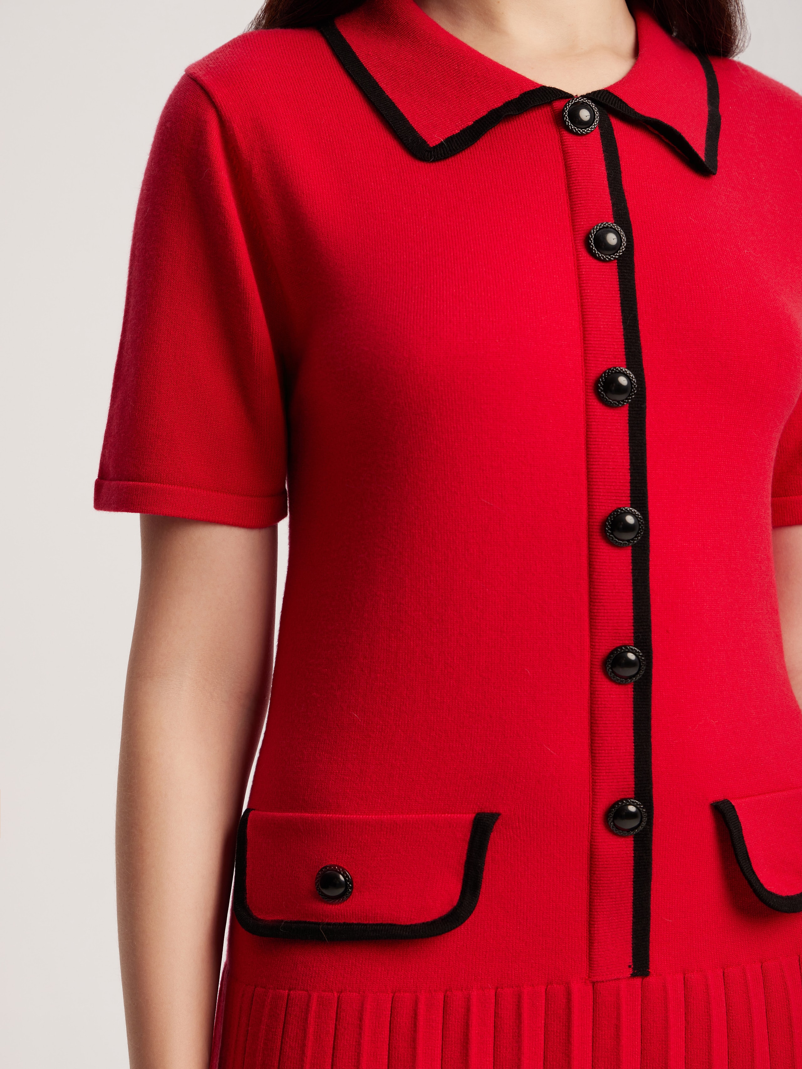 Dress with pleated hem, Red — photo 5