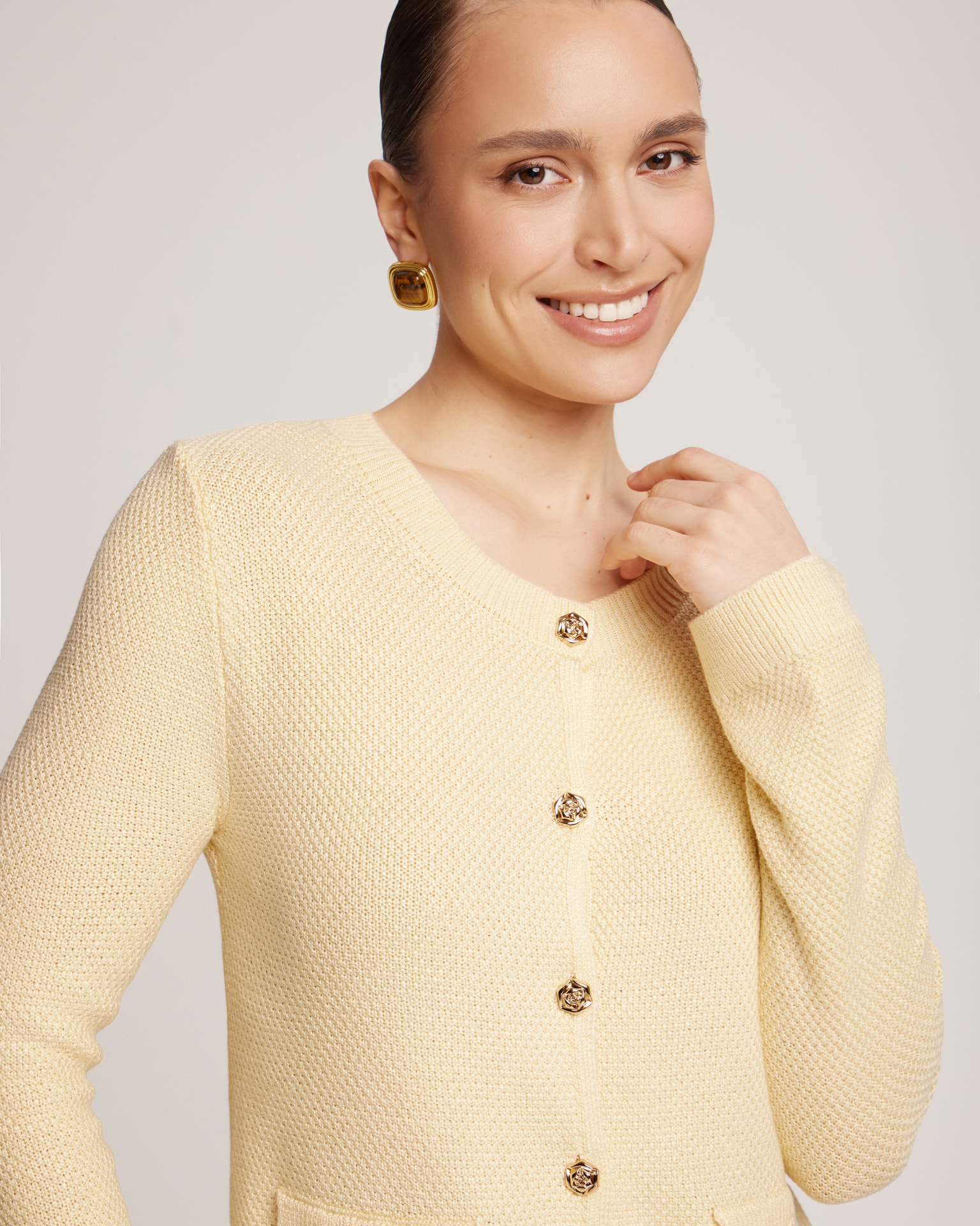 light yellow cardigan, Yellow — photo 6
