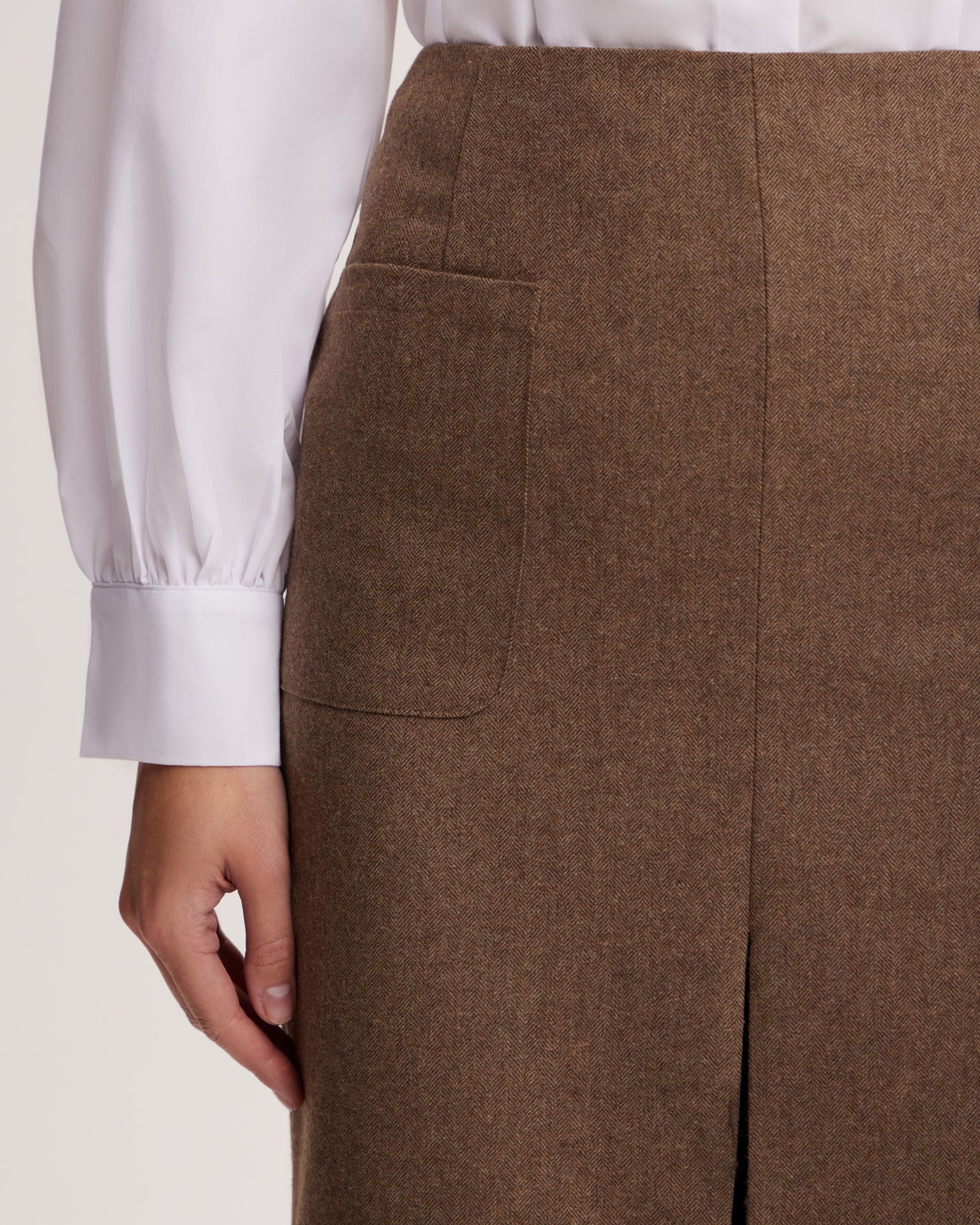 Skirt with Patch Pockets, Brown — photo 6