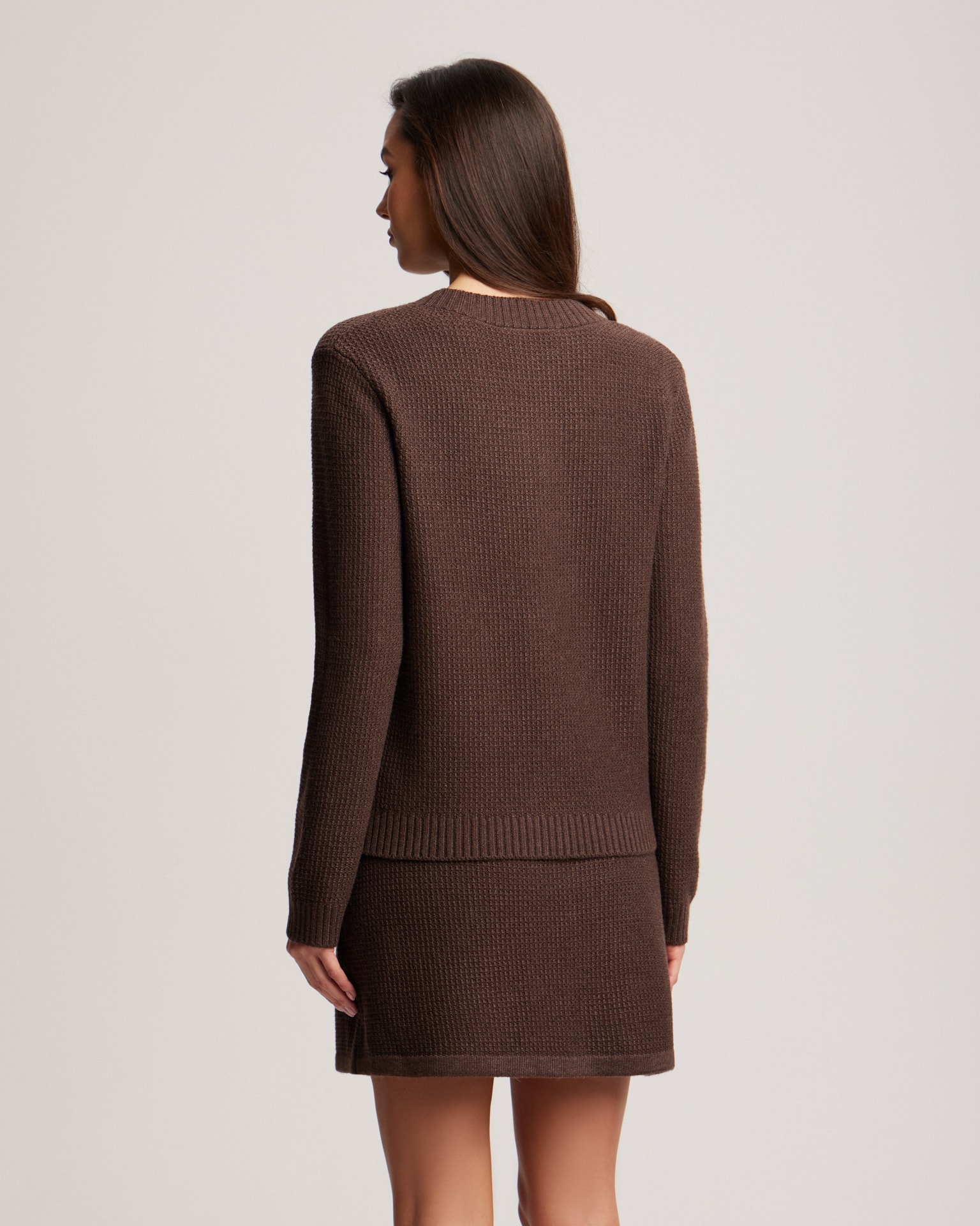 Textured knit cardigan, Brown. — photo 4