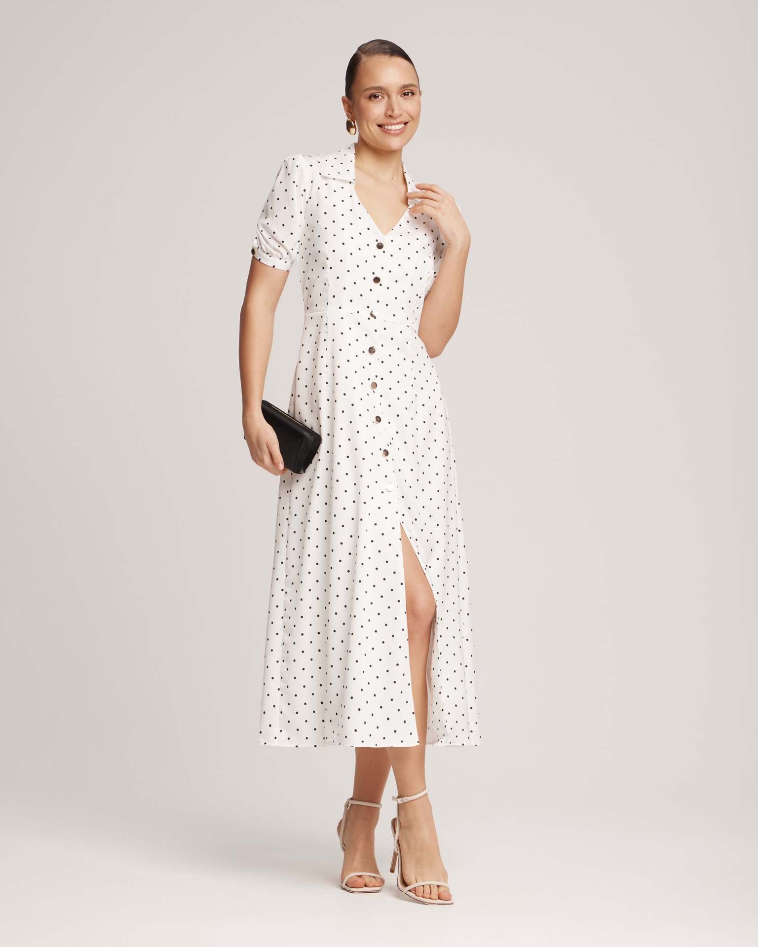 Polka dot dress, white
