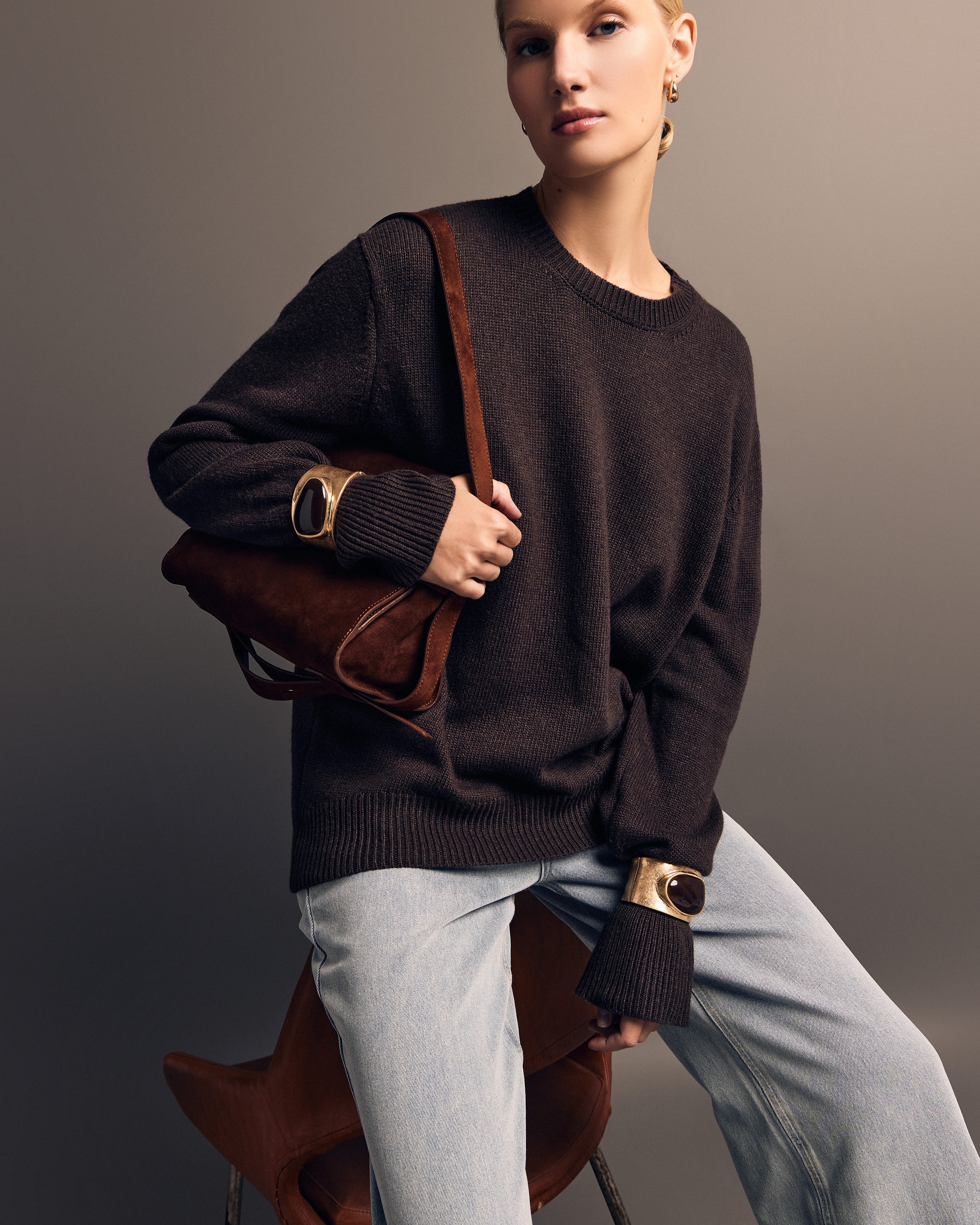 Oversize jumper in chocolate brown, Brown