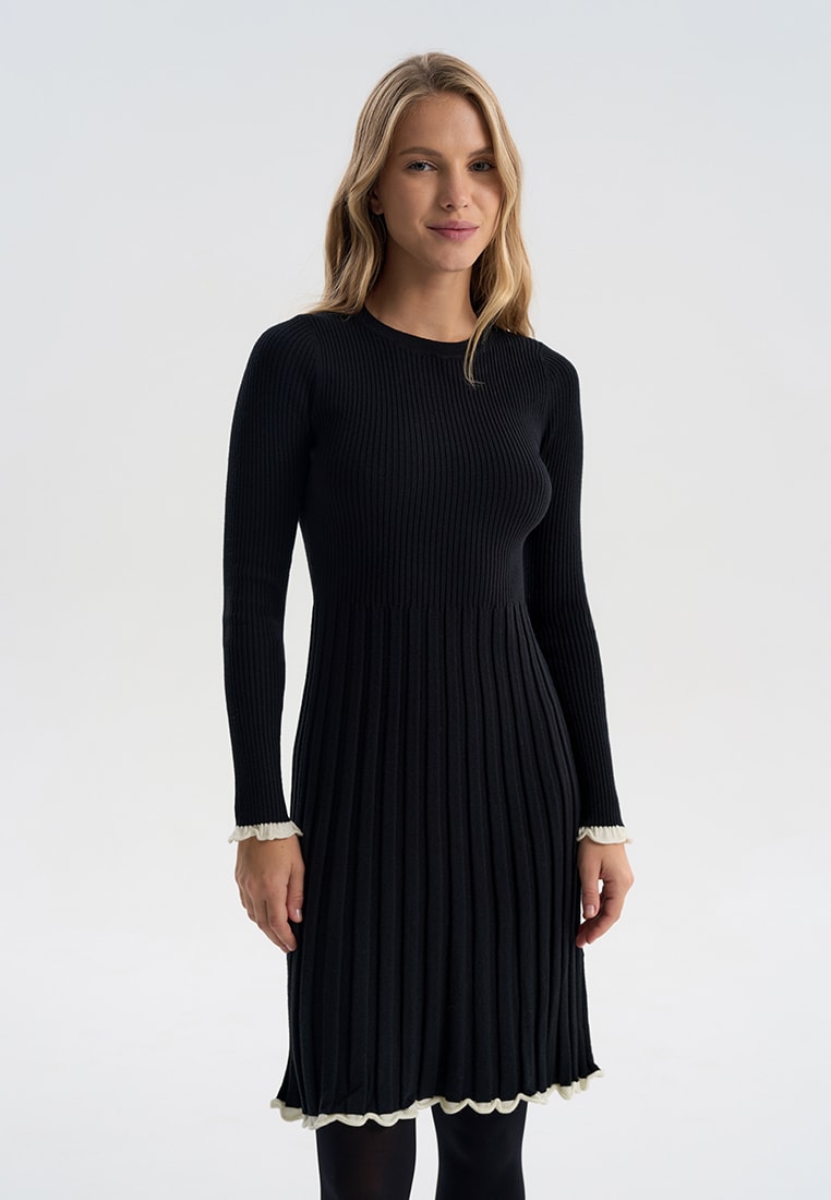 Dress with long sleeves, Black — photo 2