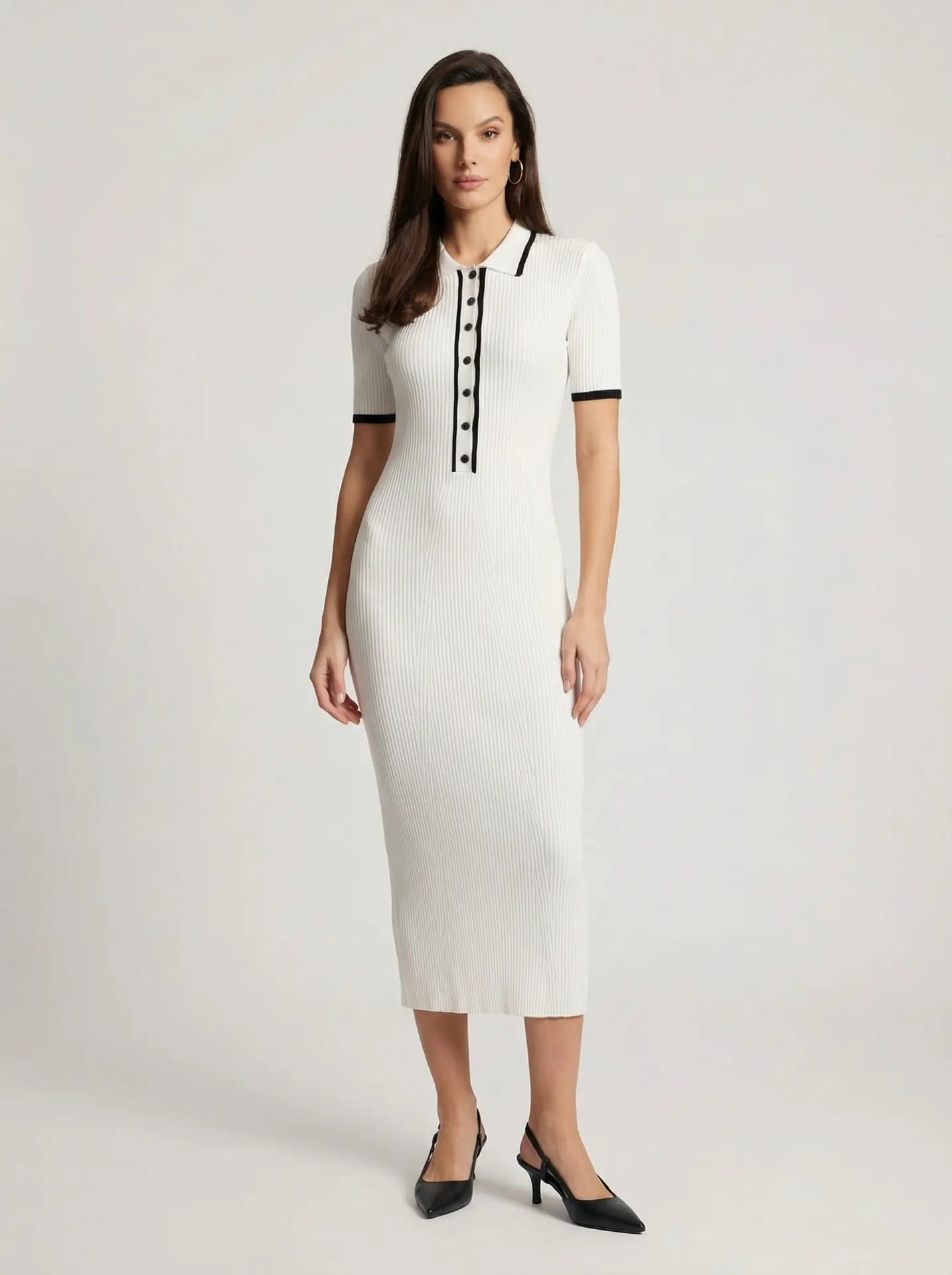 White knit midi dress