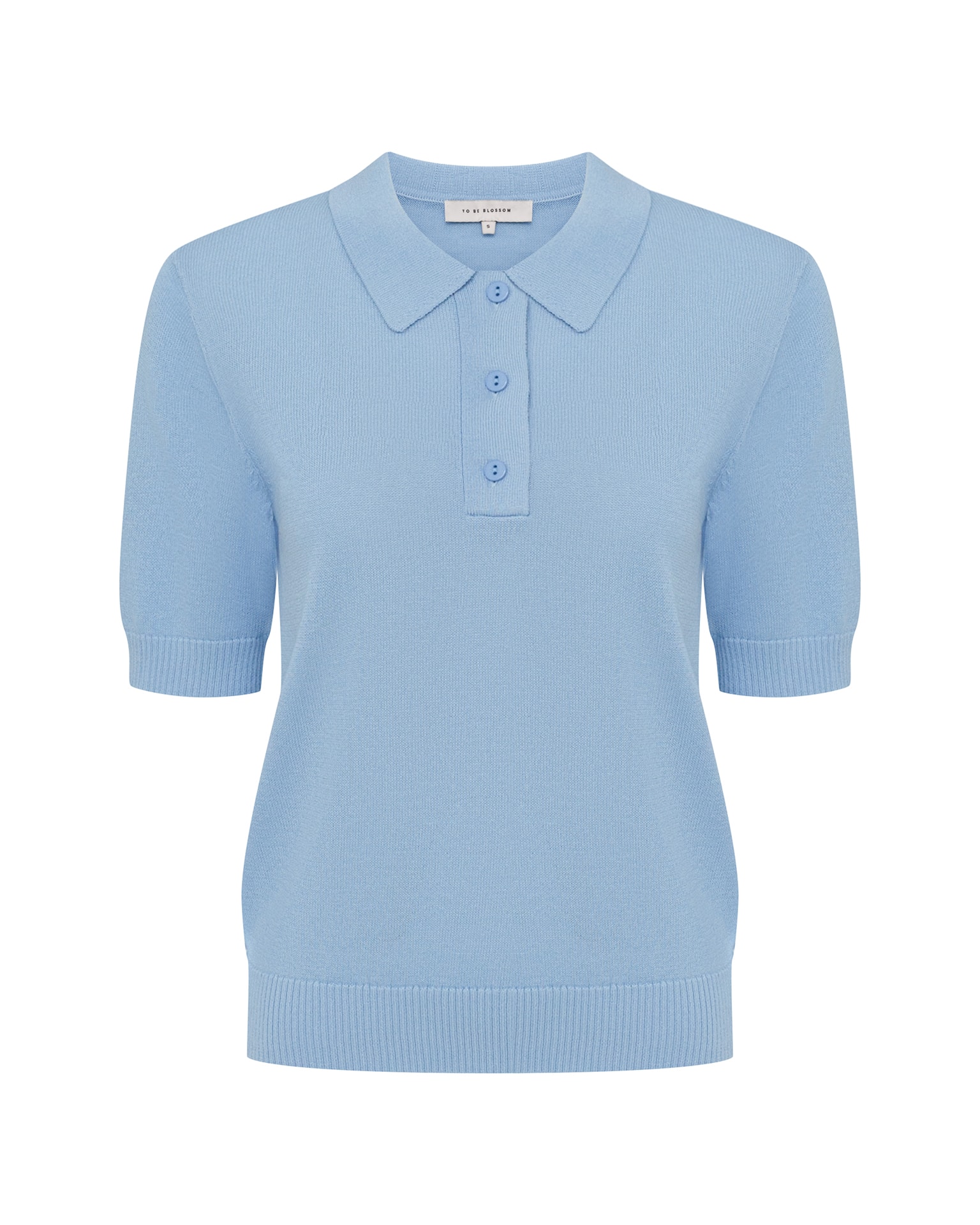 Knitted viscose polo, Blue — photo 6