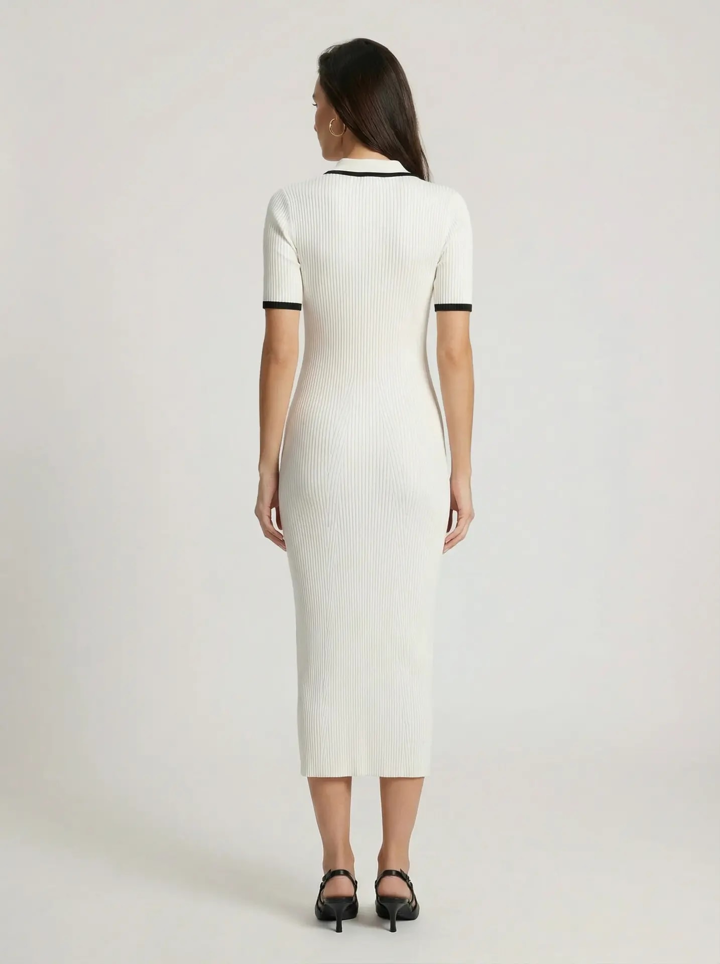 White knit midi dress, White — photo 4