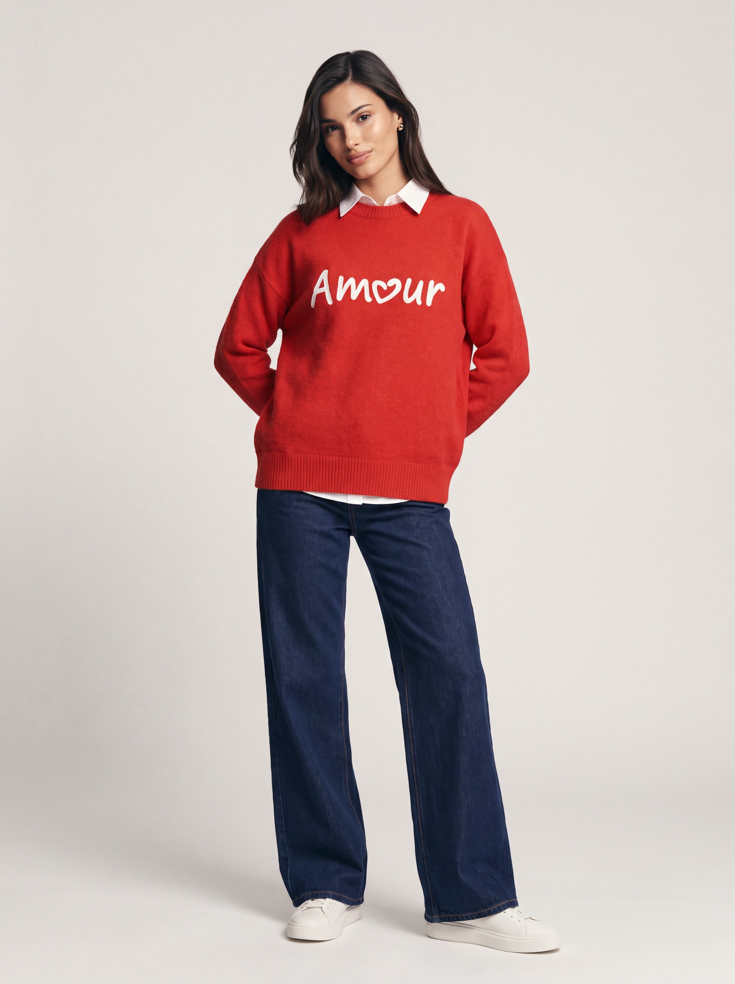 Jumper with velvet applique Amour, Red — photo 5