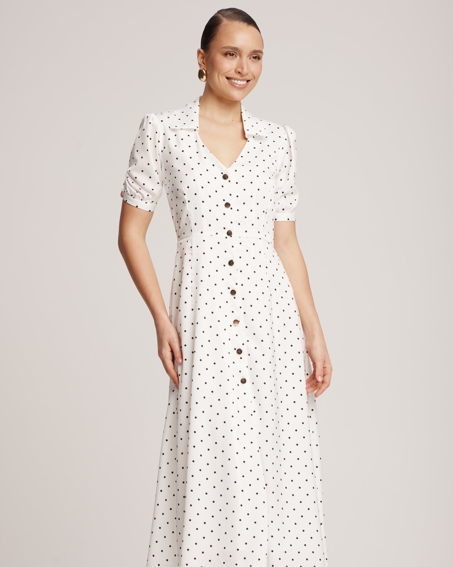 Polka dot dress, white — photo 4