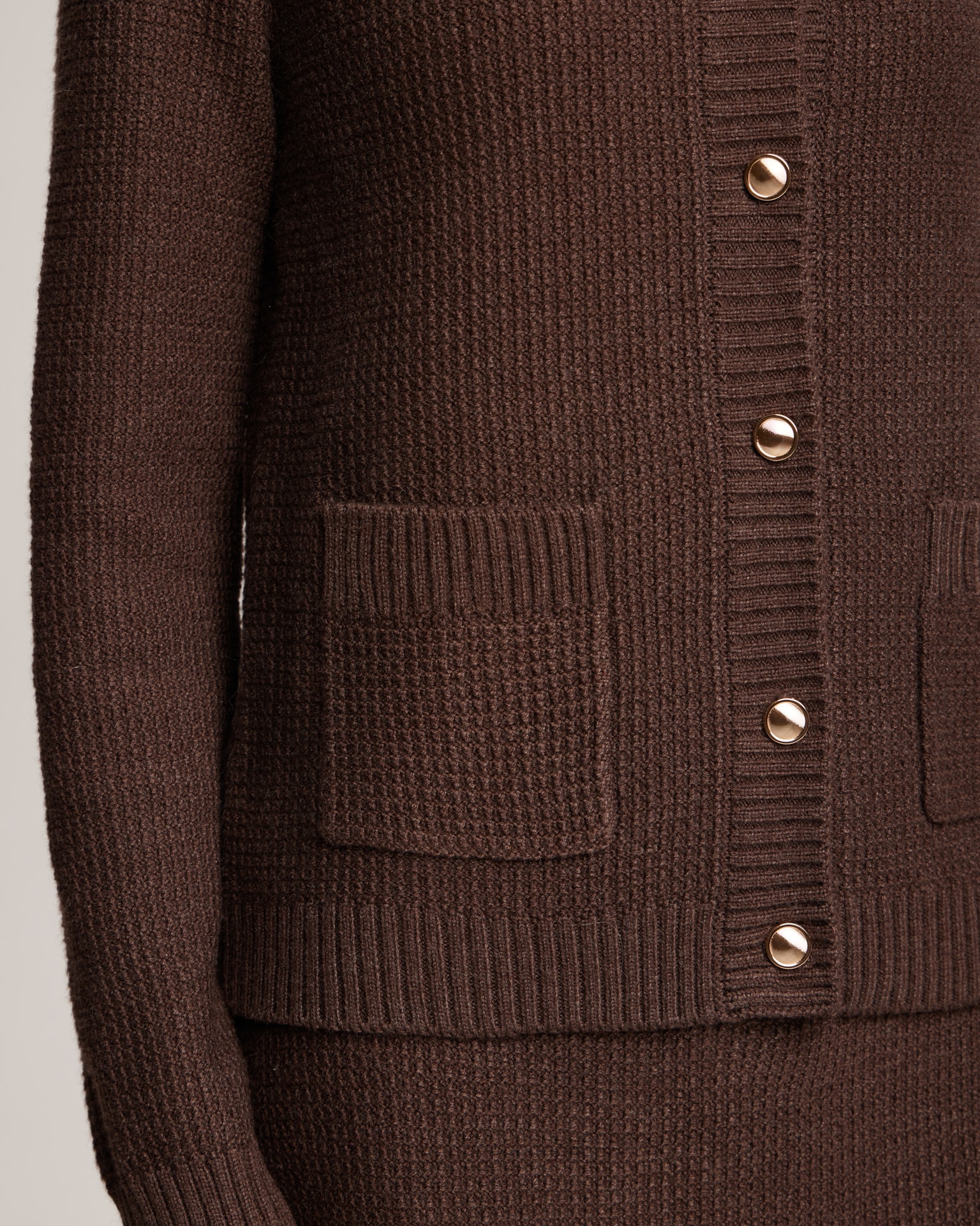 Textured knit cardigan, Brown. — photo 3