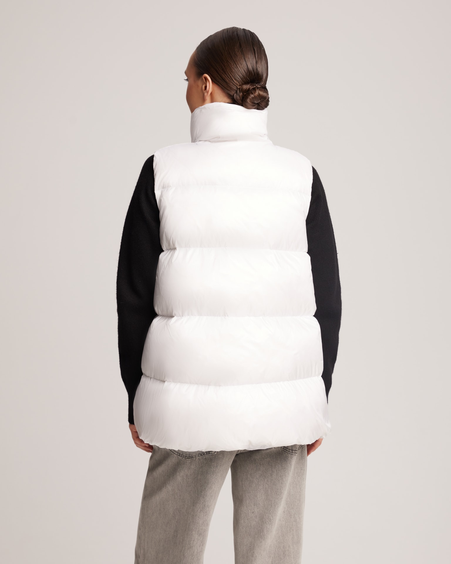 Quilted gilet with a stand-up collar, White — photo 3