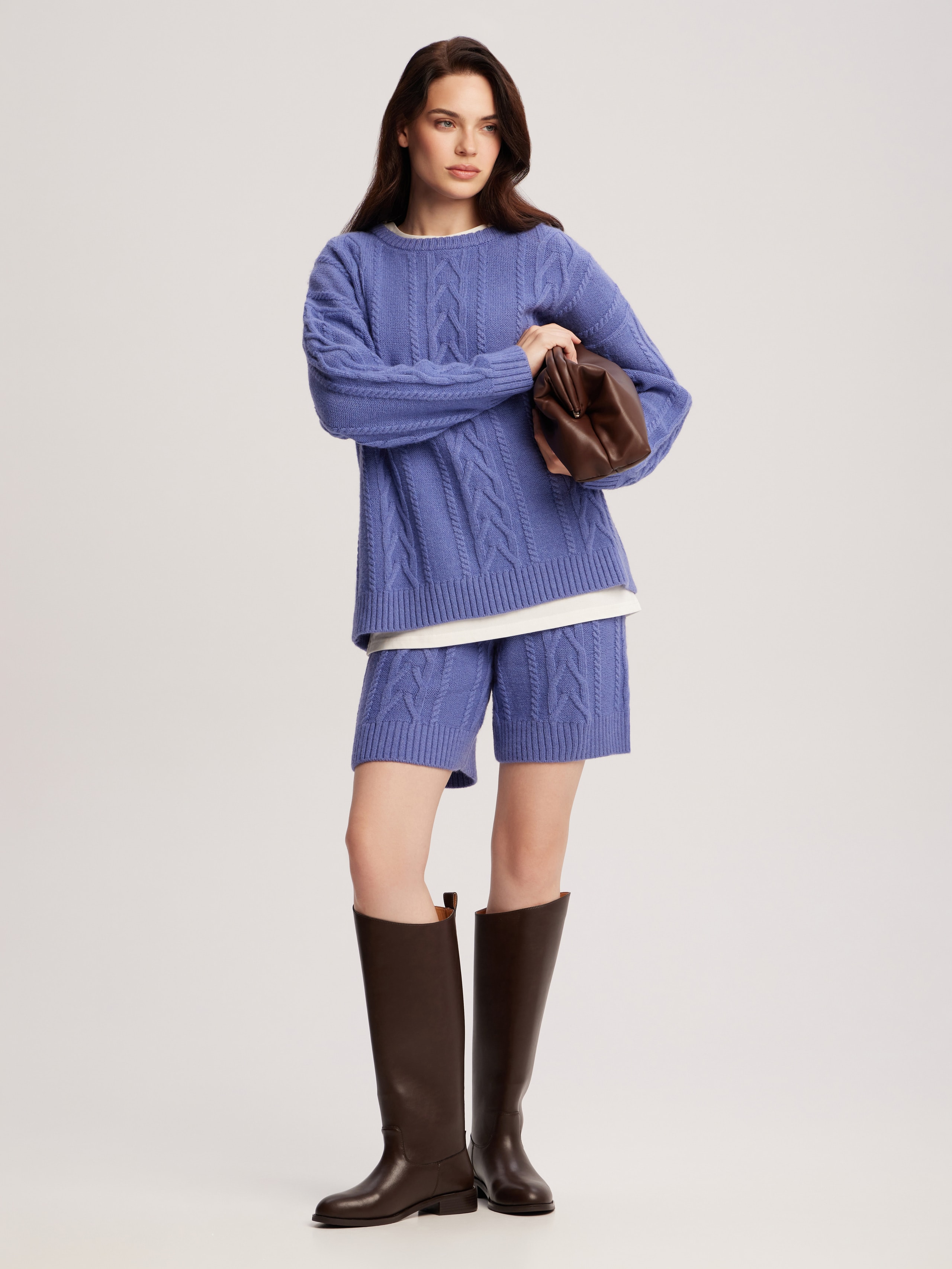Knitted suit with shorts, Blue
