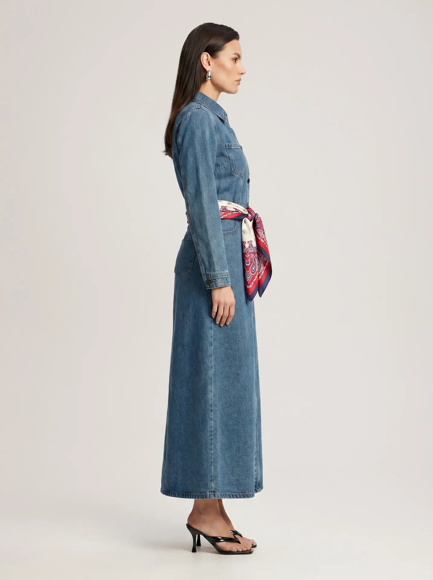 denim trench dress, blue — photo 2