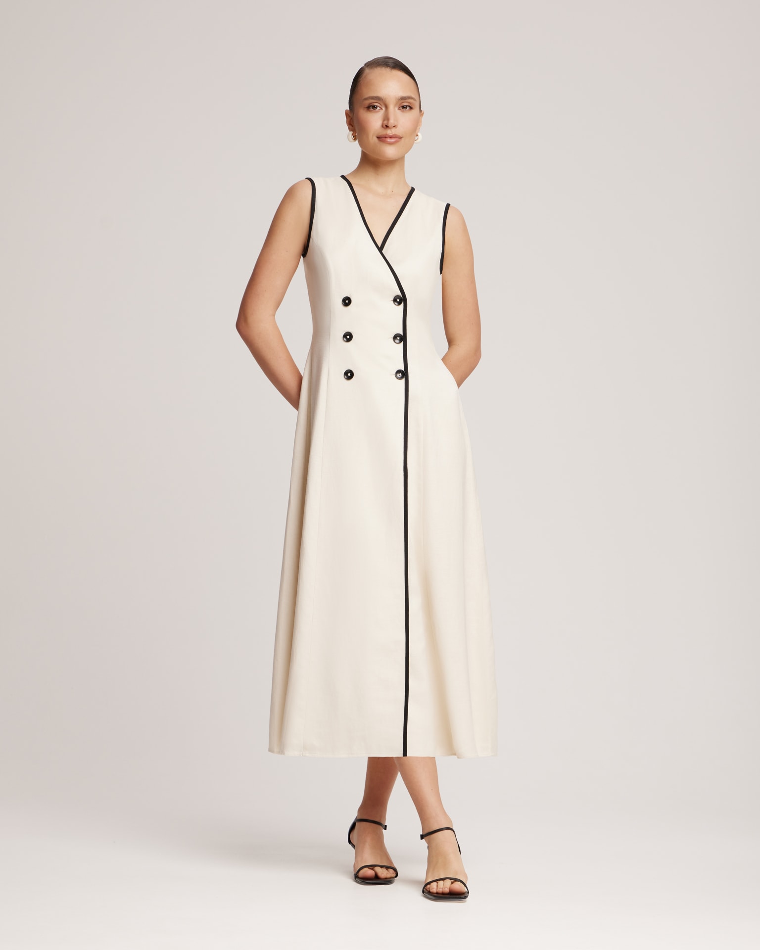 Linen beige dress, Beige — photo 2
