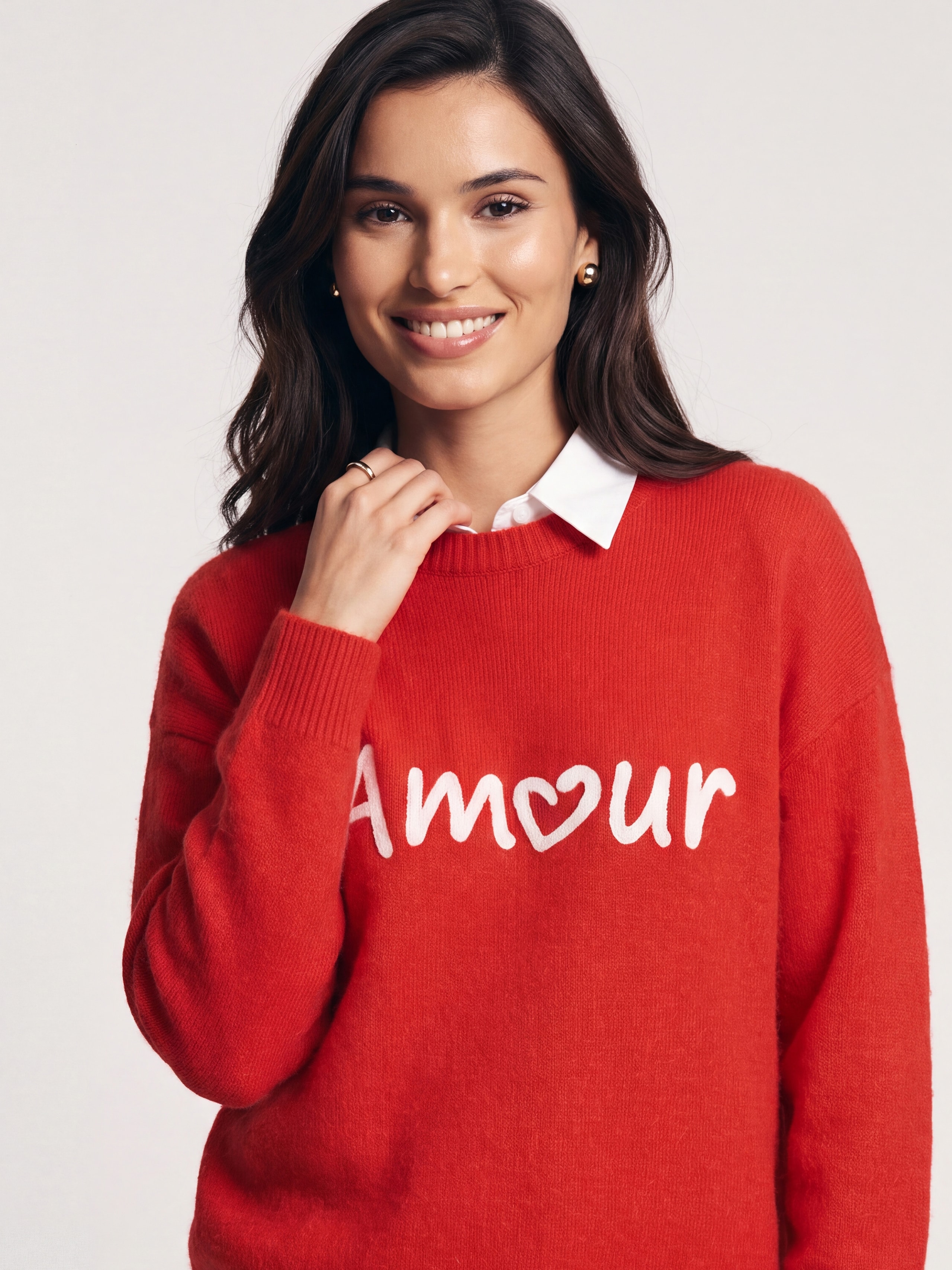 Jumper with velvet applique Amour, Red — photo 4