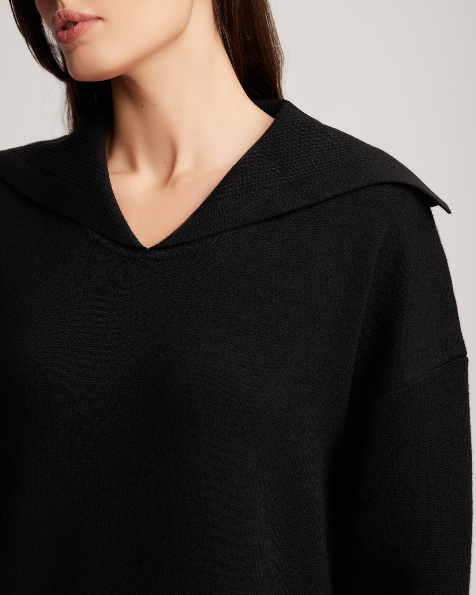 Dress with a wide collar, Black — photo 5