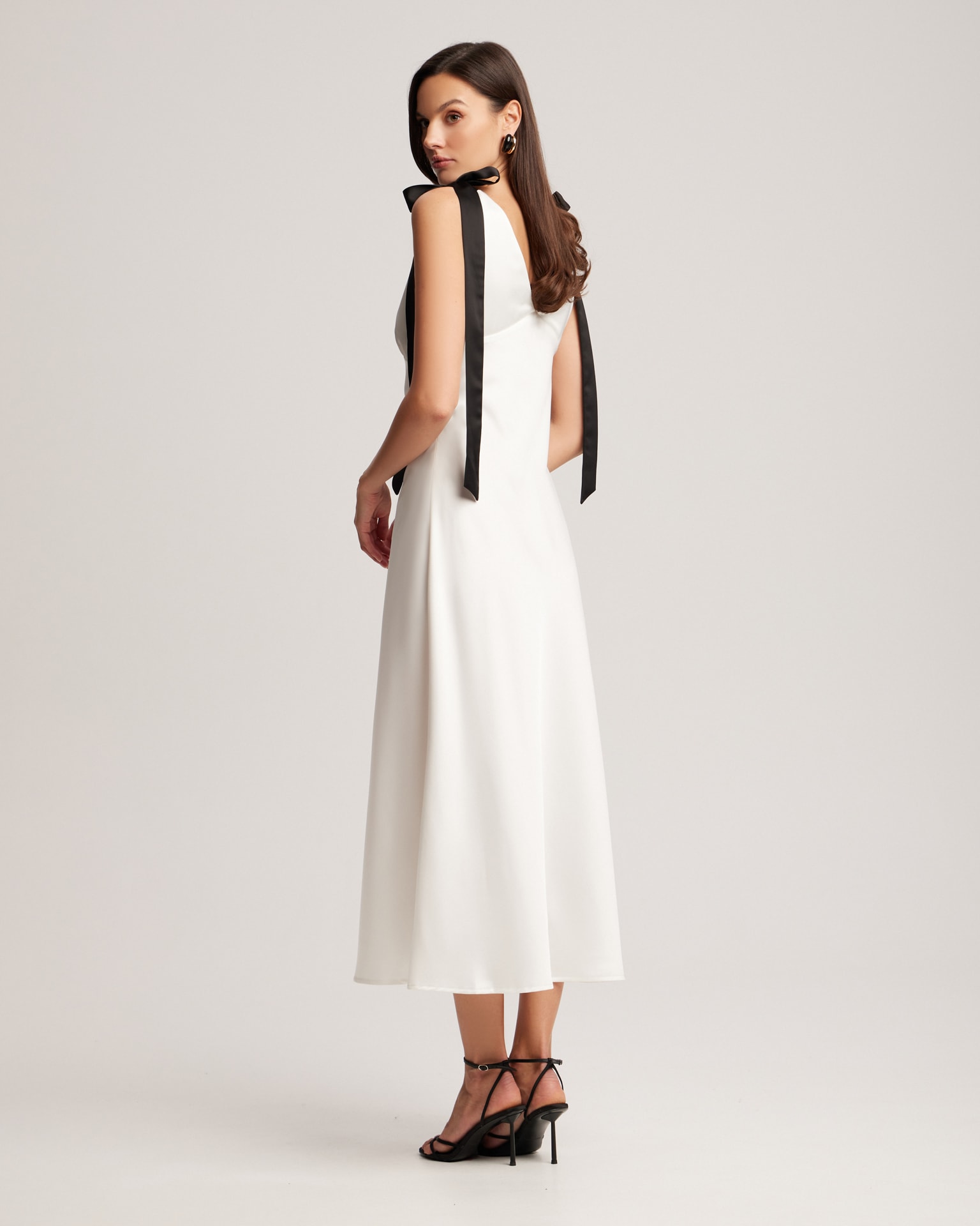 Dress with a V-neck, White — photo 7