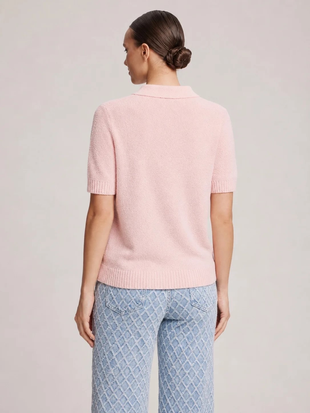 Polo jumper made of boucle yarn, Pink — photo 4
