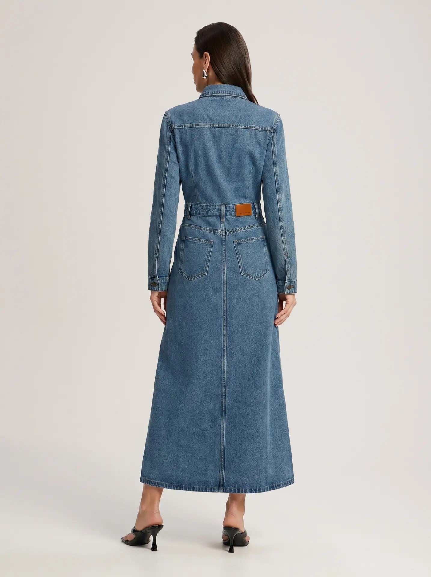 denim trench dress, blue — photo 3
