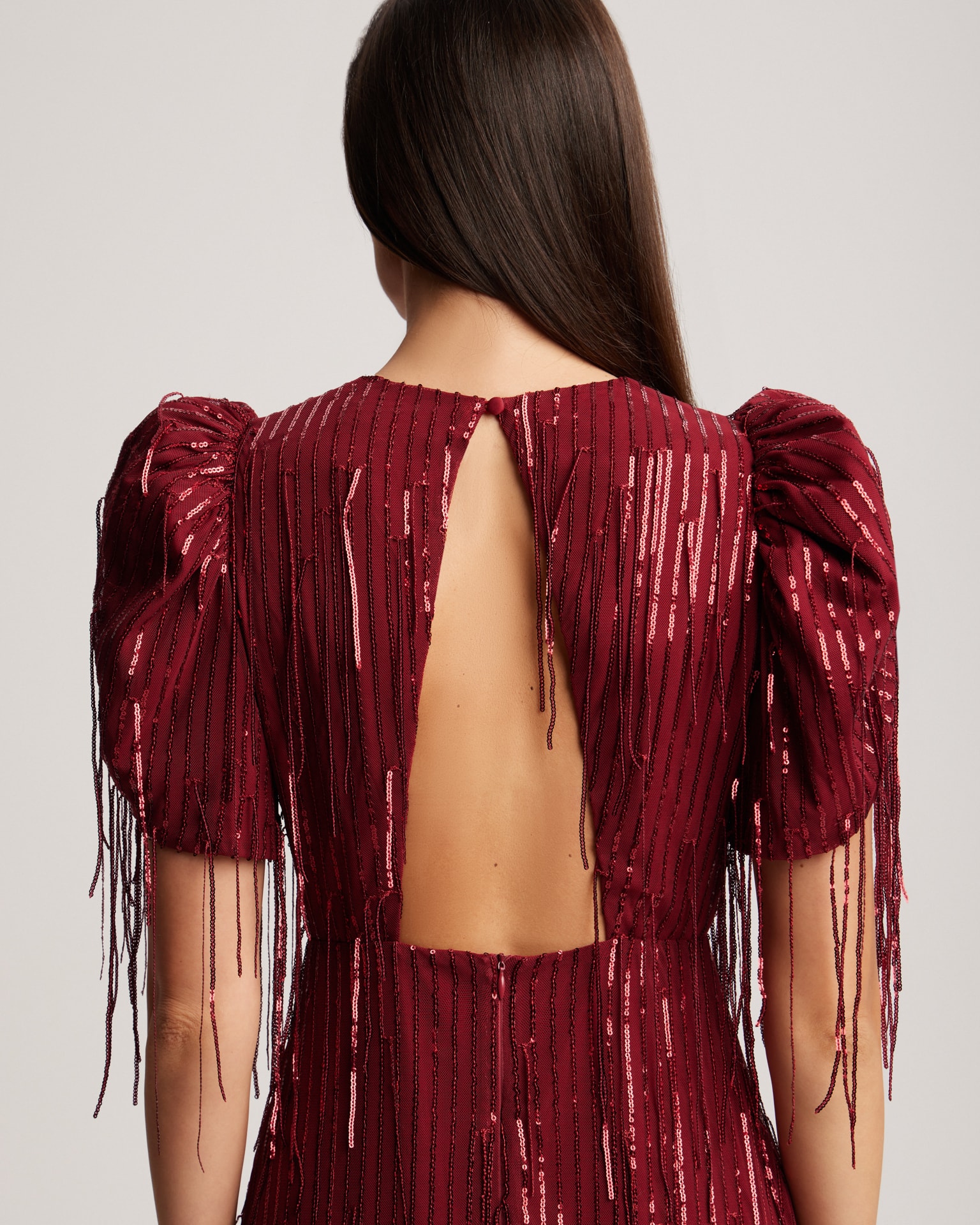 Sequinned dress in wine red, Burgundy — photo 6