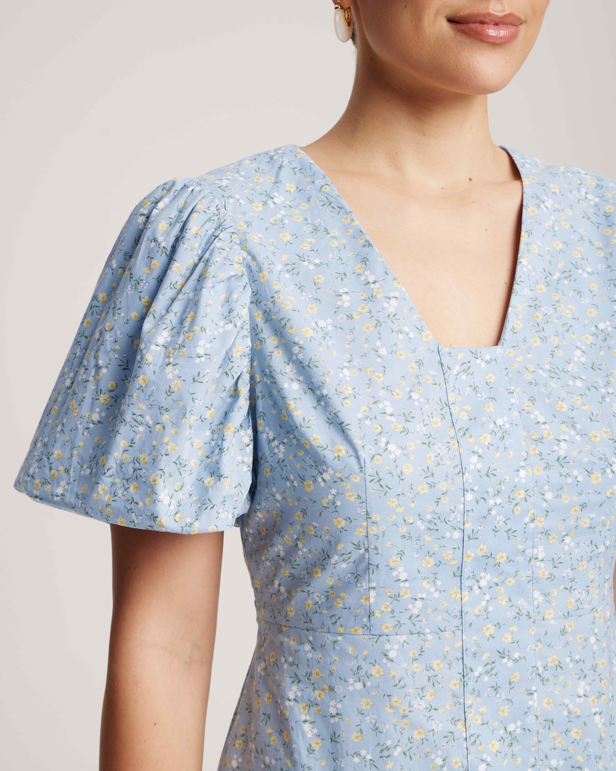 Dress with voluminous sleeves, Navy Blue — photo 5