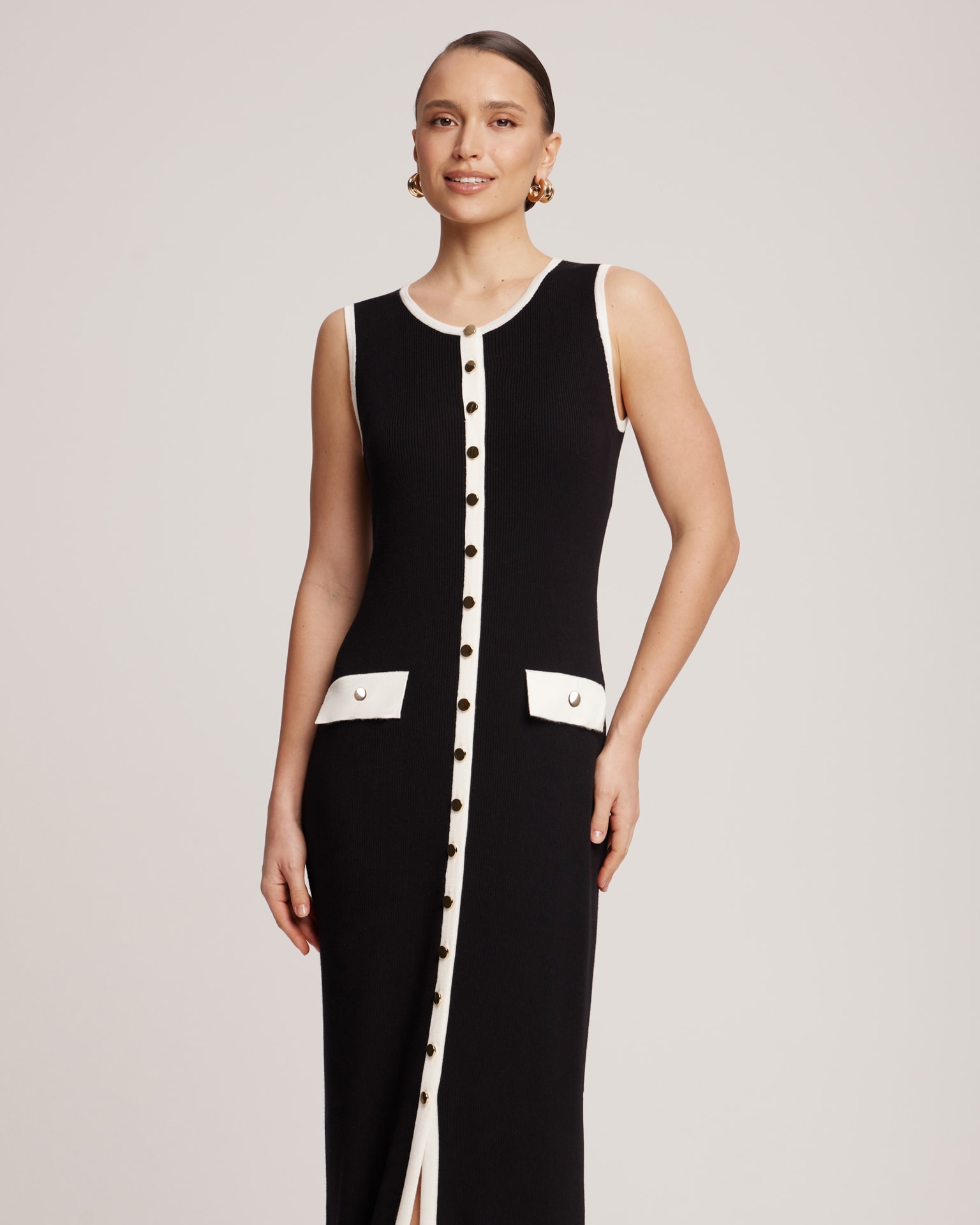 Sleeveless midi dress, Black