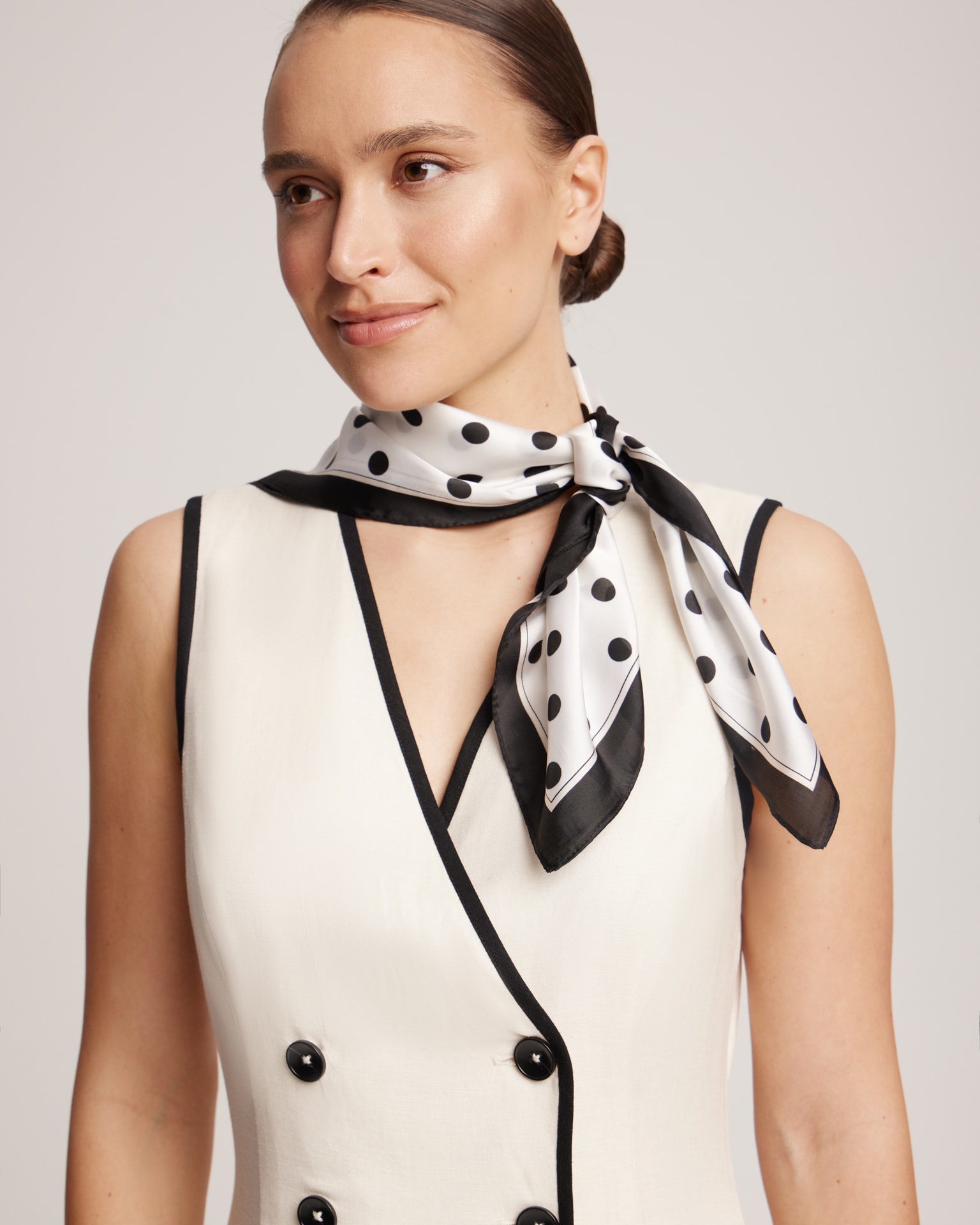 Polka dot scarf, White