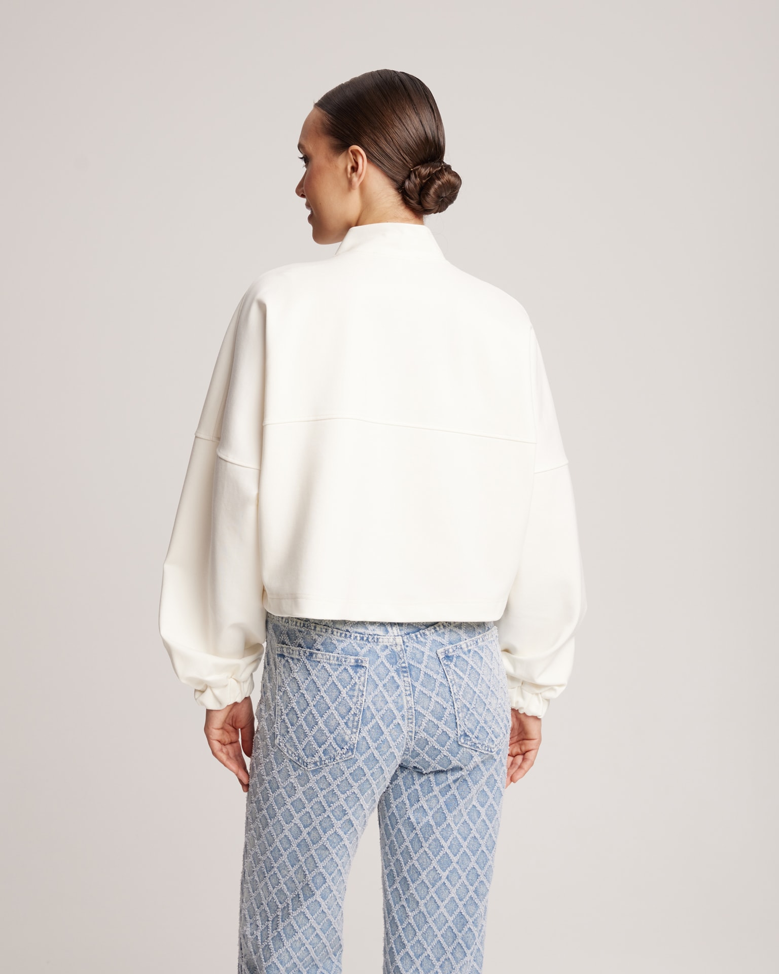 Bomber jacket with adjustable ribbed hem, White — photo 3