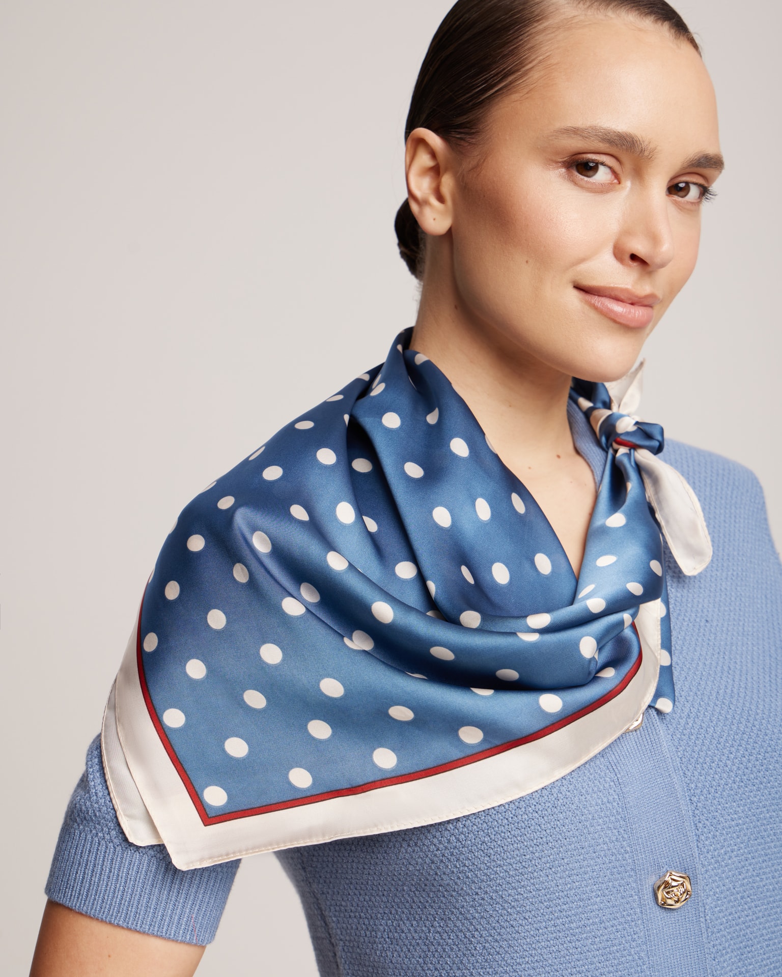 Polka dot scarf, Blue