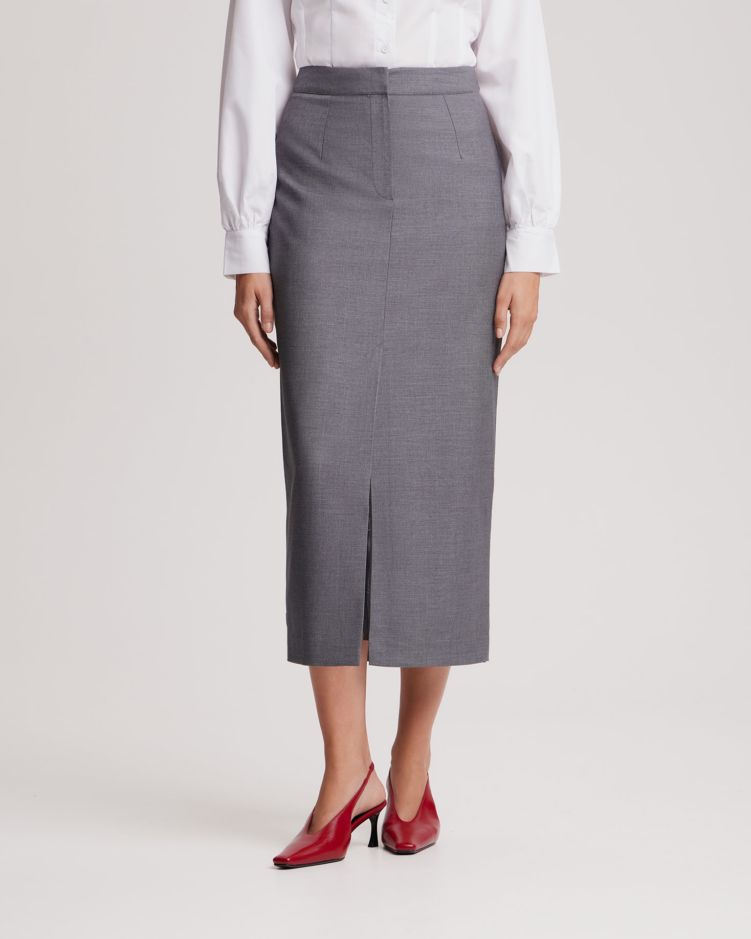 Straight skirt with a slit, Grey — photo 5