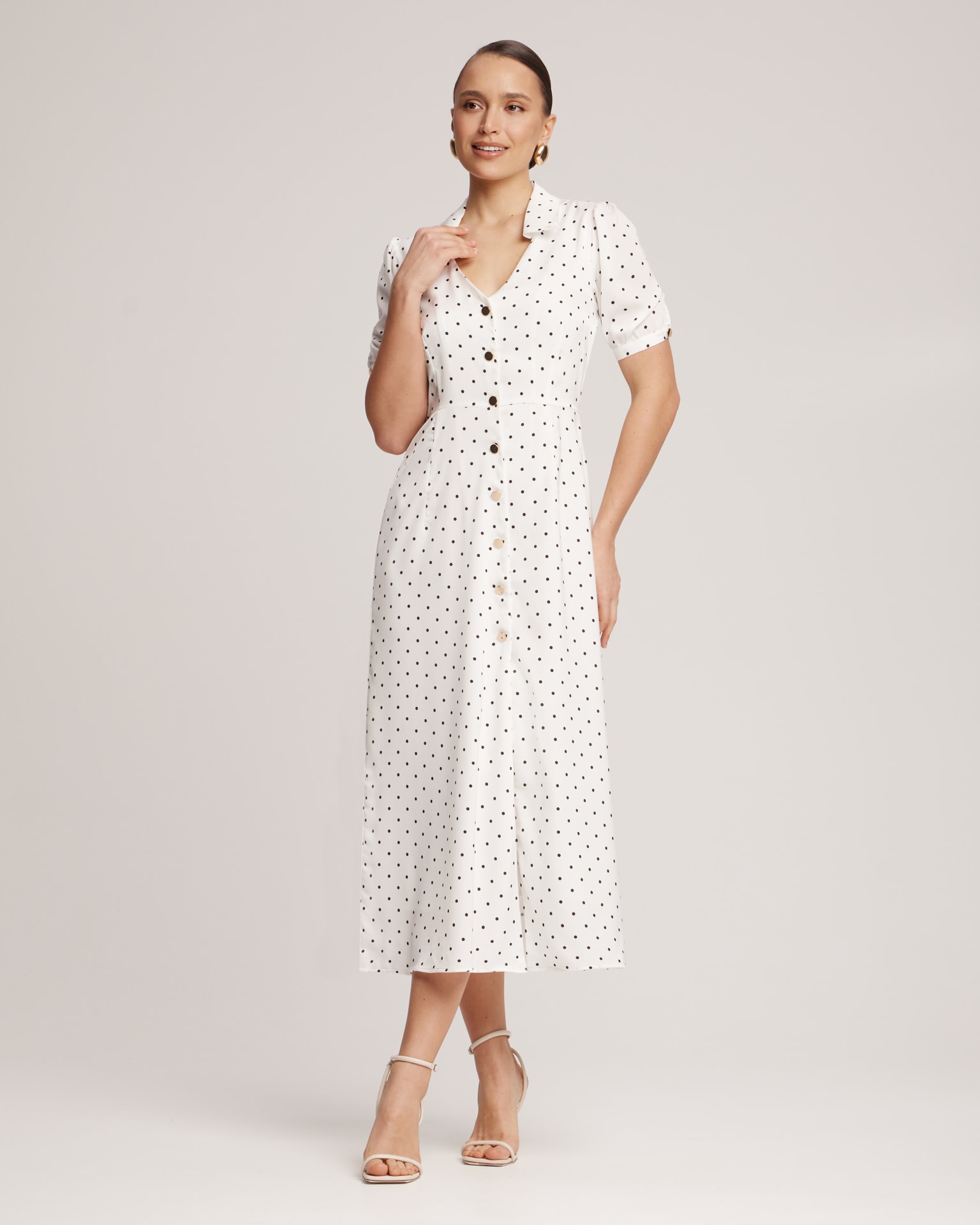 Polka dot dress, white — photo 2