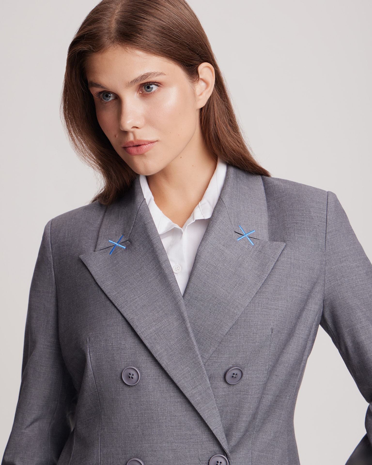 Grey double-breasted blazer, Grey — photo 5