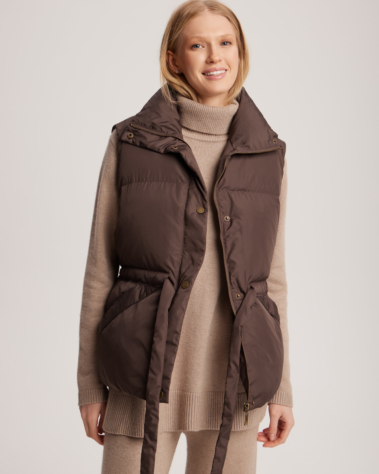 Belted waistcoat, Brown — photo 5