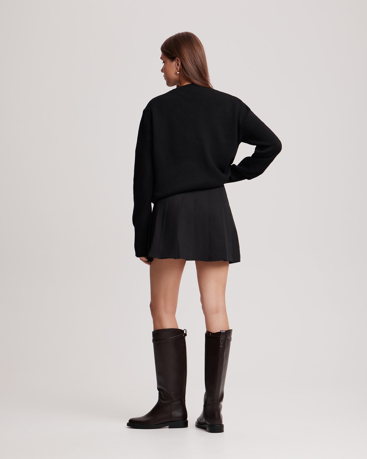 Preppy-Style Mini Skirt, Black — photo 3
