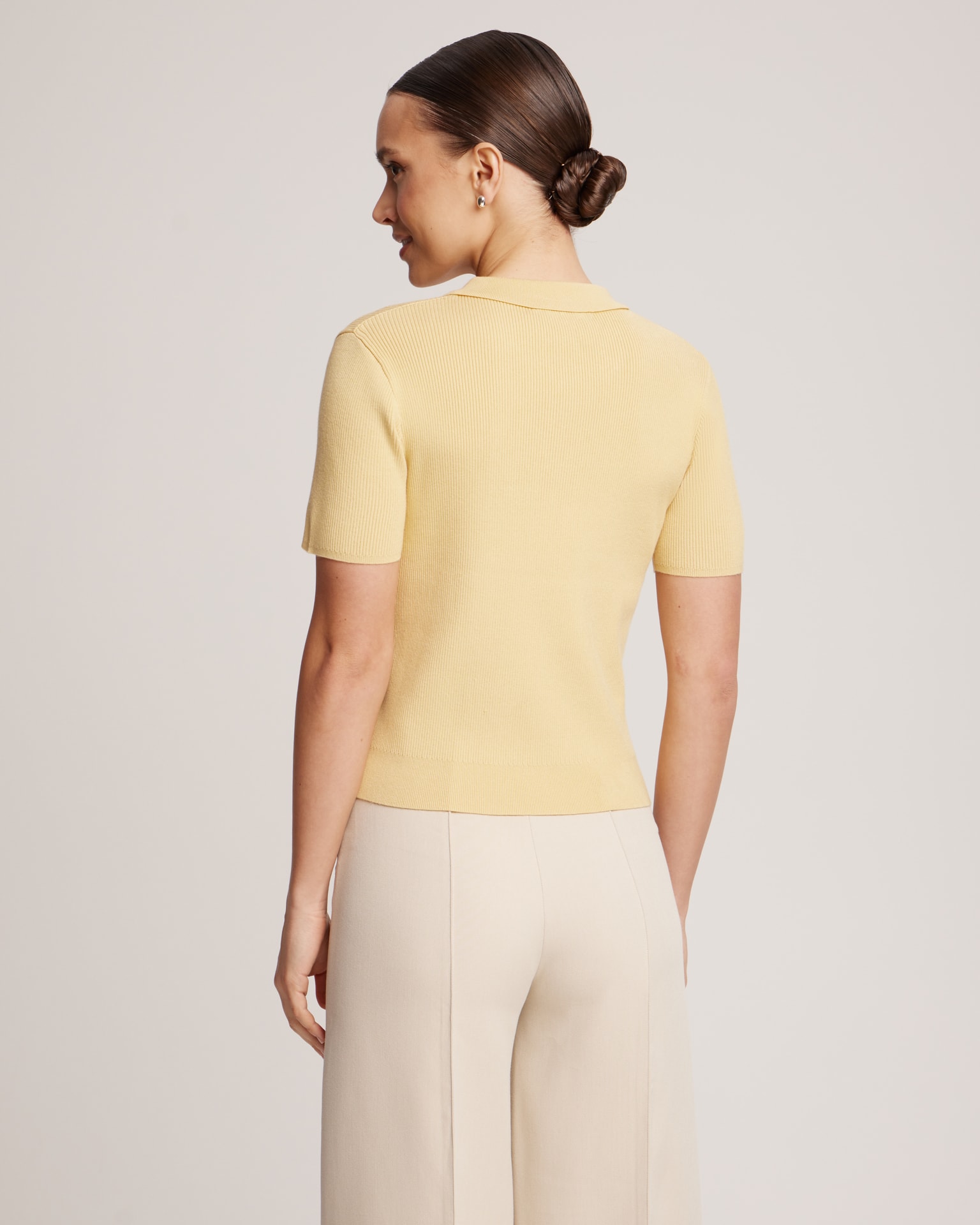 Polo shirt with rhinestone buttons, Yellow — photo 3