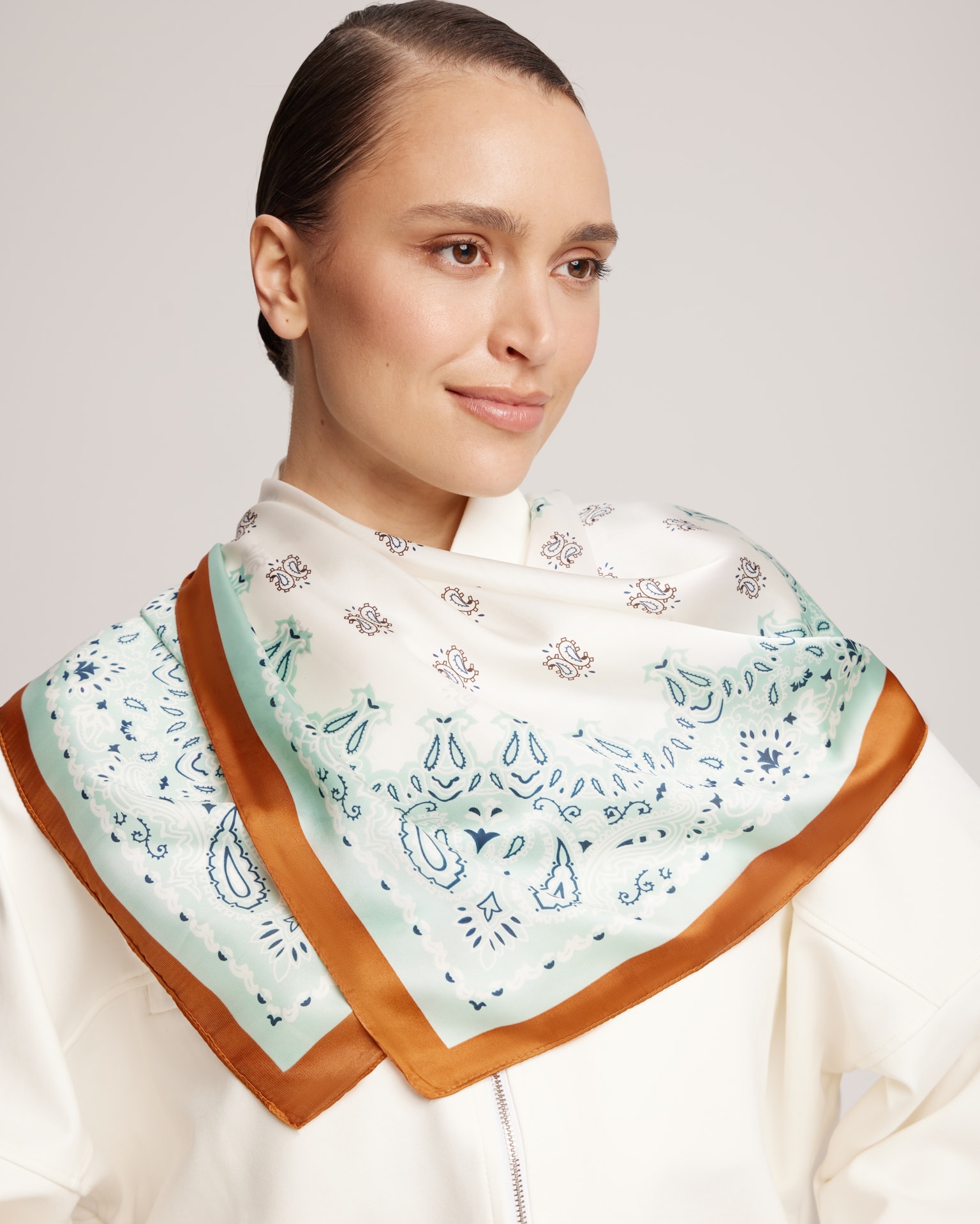 Scarf with Print, Light blue