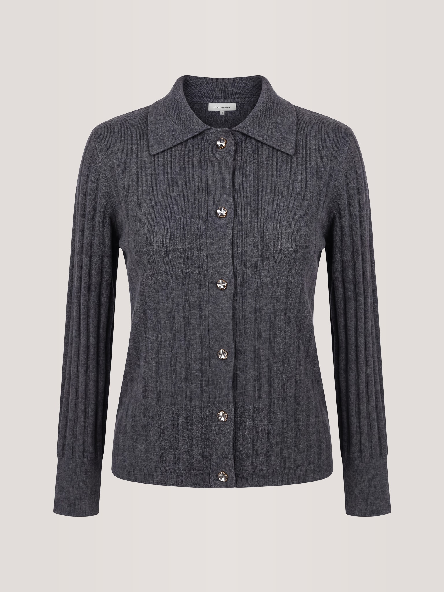 Cardigan with rhinestone buttons, Gray